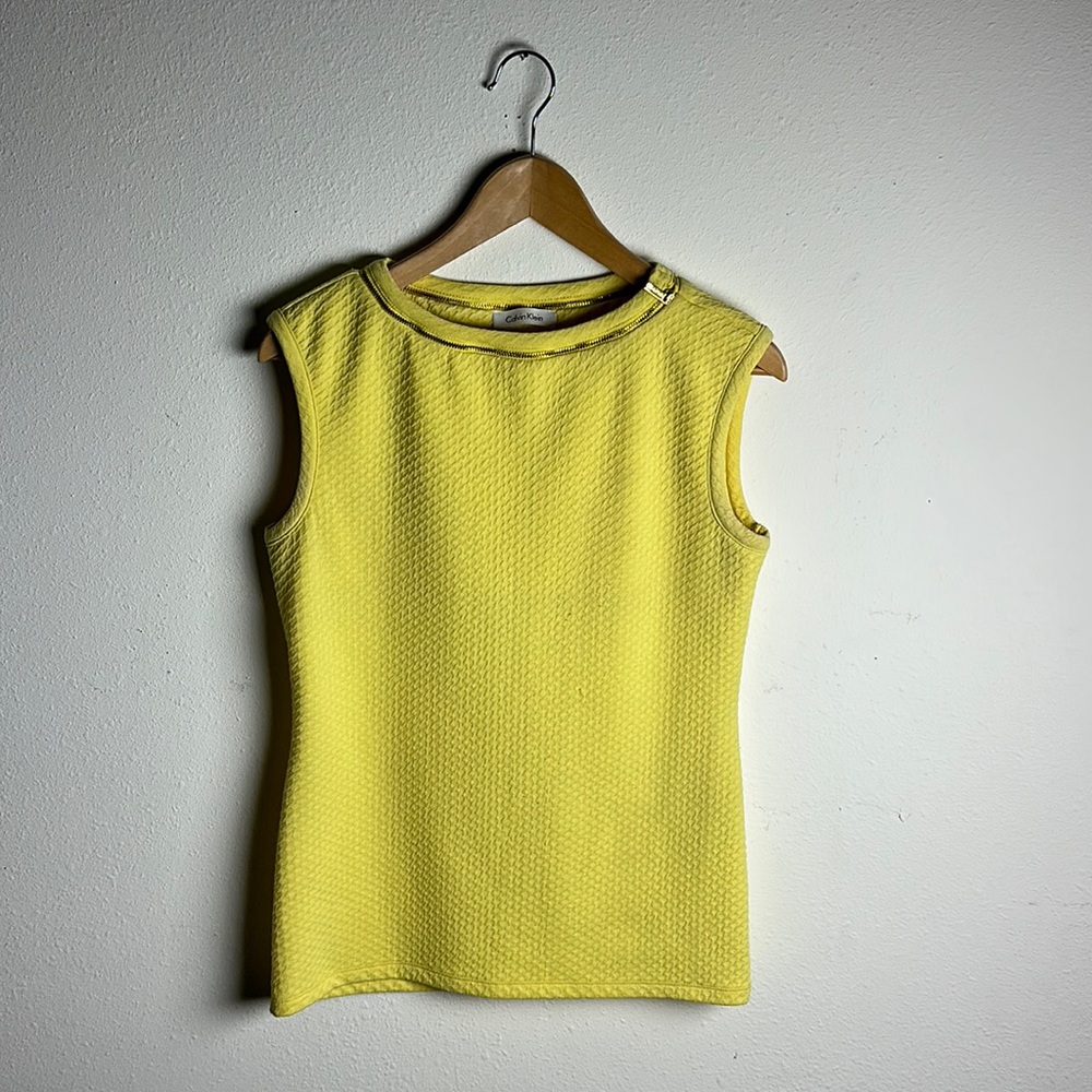 Calvin Klein Sleeveless Tank Top With a Golden Zipper Around The Neck